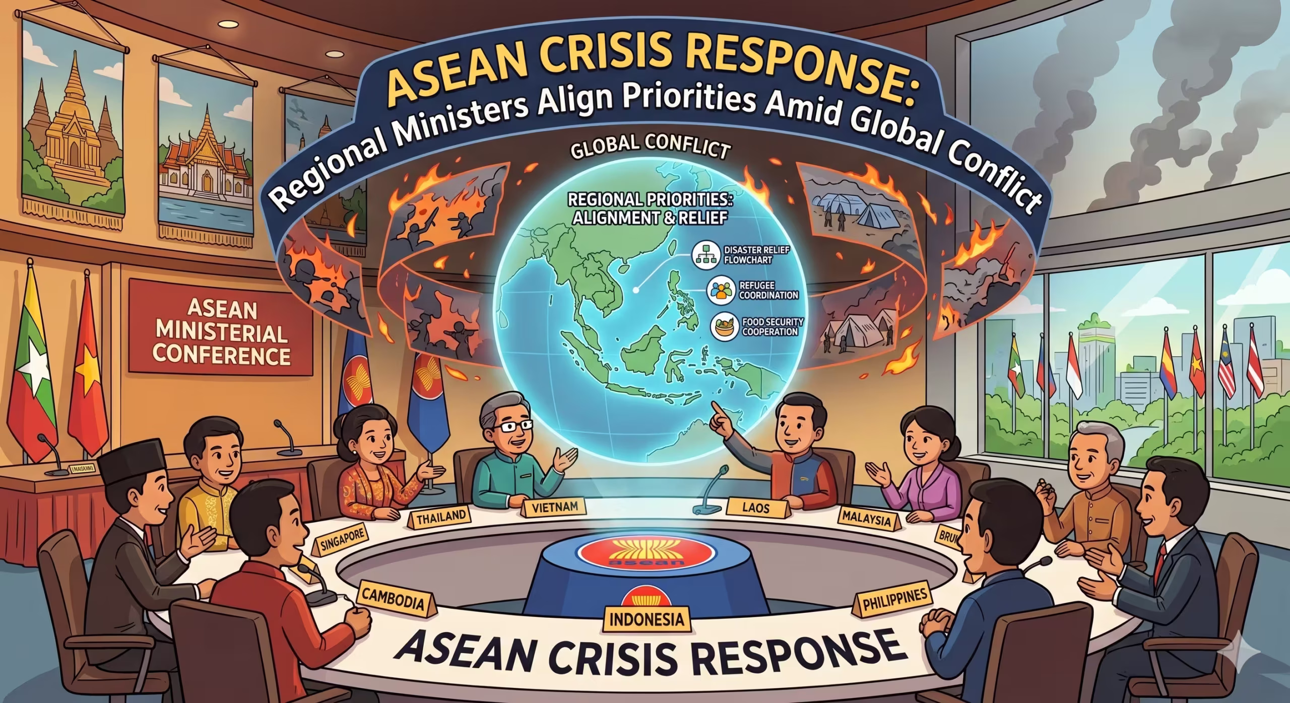 ASEAN crisis response: Regional Ministers Align Priorities Amid Global Conflict
