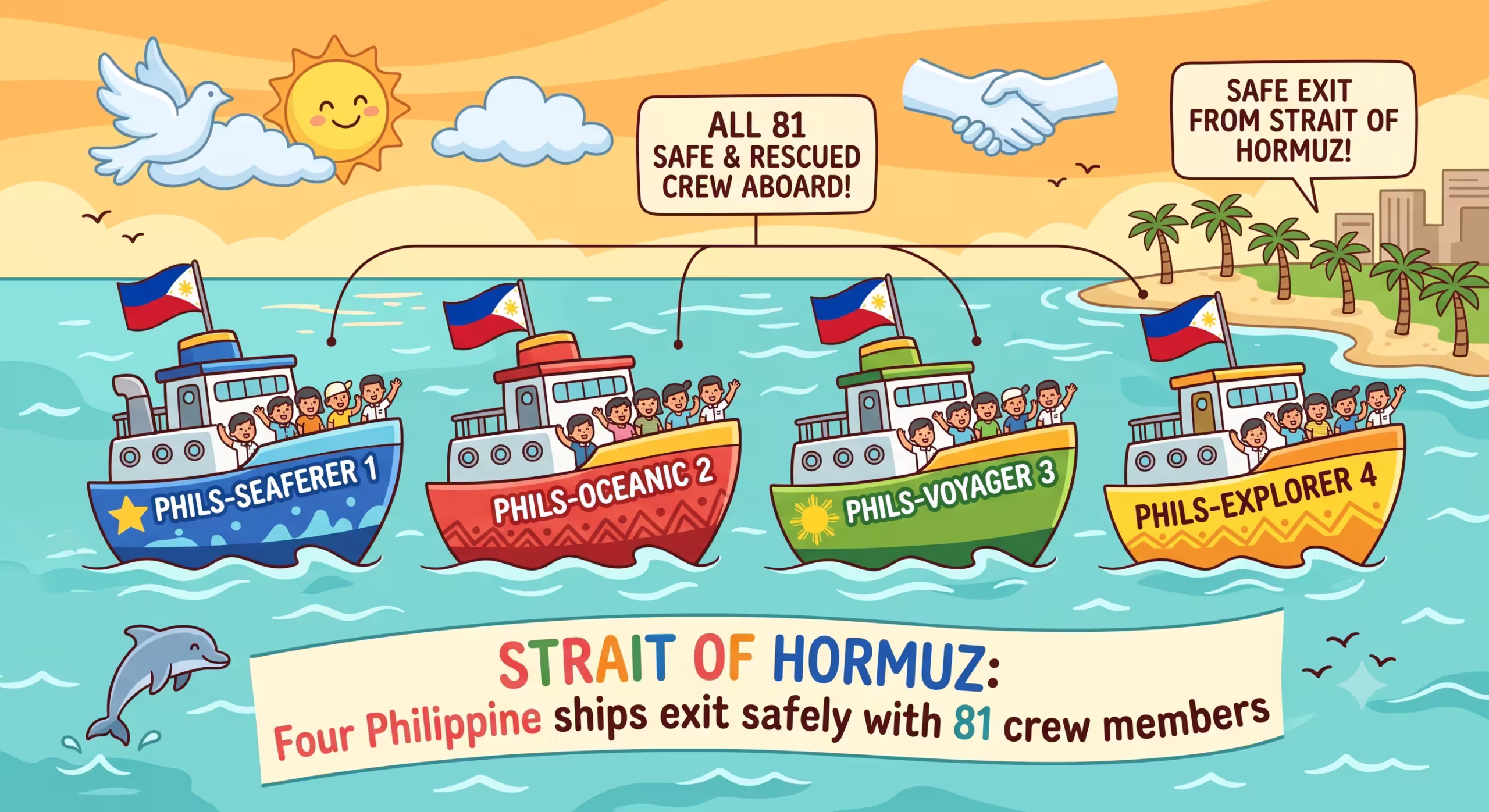 Strait of Hormuz: Four Philippine ships exit safely with 81 crew members